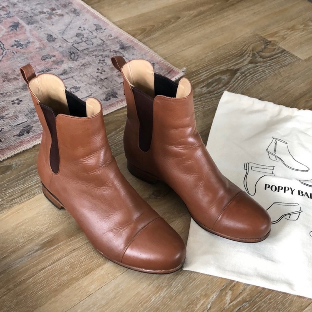 Poppy Barley Cognac Leather Ankle Boots